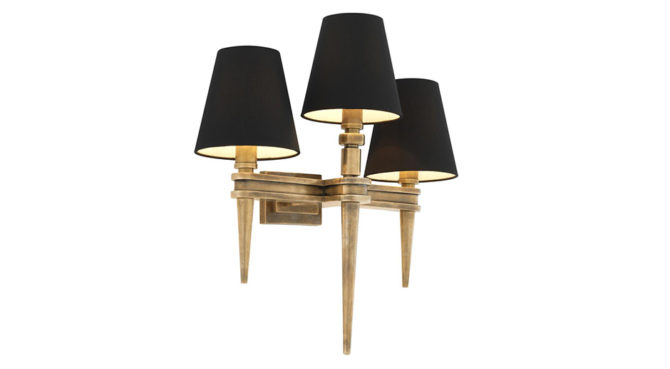 WATERLOO TRIPLE WALL LAMP – Vintage Brass Product Image