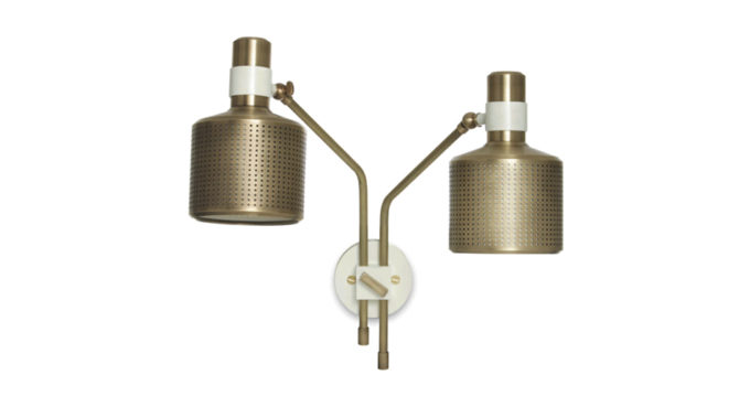 Riddle wall light – double / Brass with White Product Image