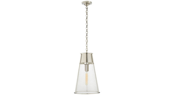 Robinson Large Pendant Polished Nickel with Seeded Glass Product Image