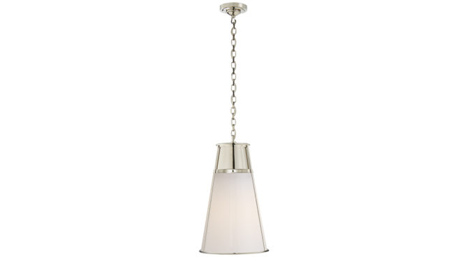 Robinson Large Pendant Polished Nickel with White Glass Product Image