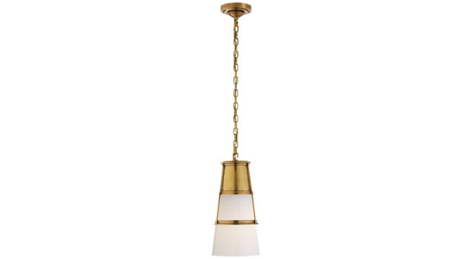 Robinson Medium Pendant Brass with White Glass Product Image