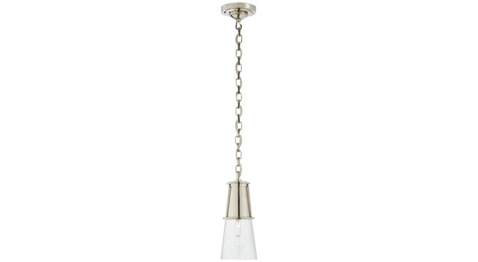 Robinson Small Pendant Polished Nickel with Seeded Glass Product Image