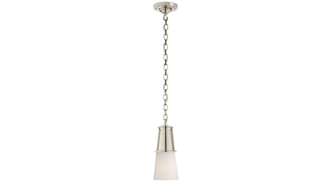 Robinson Small Pendant Polished Nickel with White Glass Product Image