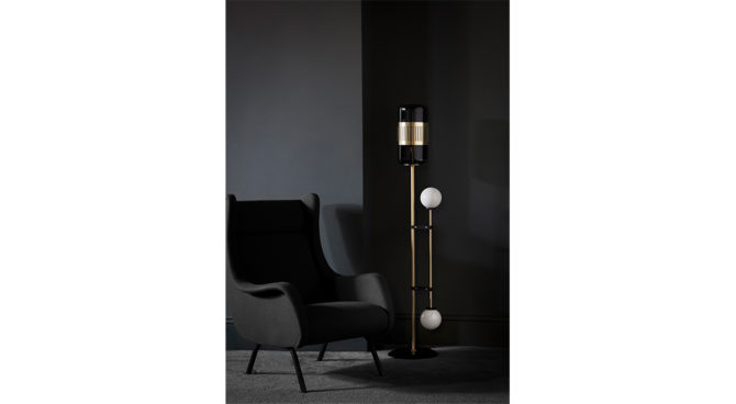 LIZAK FLOOR LAMP / BRASS AND SMOKED GLASS Product Image