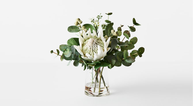 Protea King Mix In Vase / Small – White Product Image