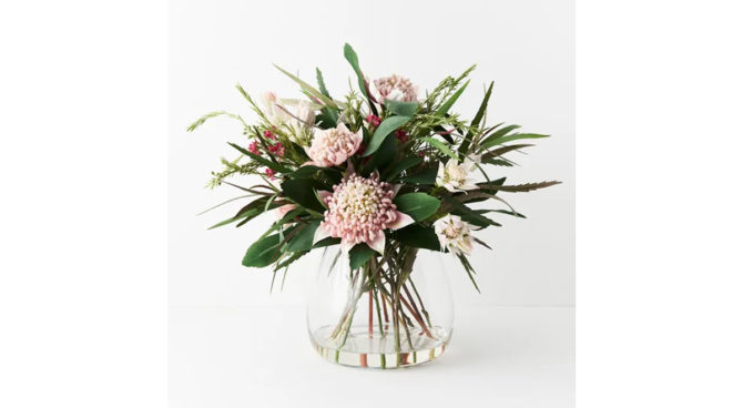 Waratah Mix in Vase – Light Pink Product Image