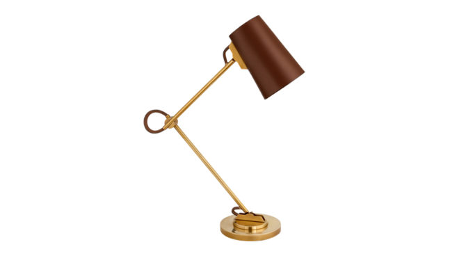 Benton Desk Lamp in Natural Brass with Saddle leather shade Product Image