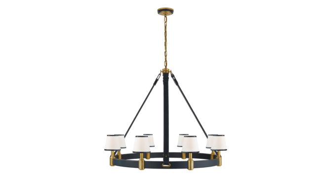 Riley Large Ring Chandelier – Brass And Navy Product Image