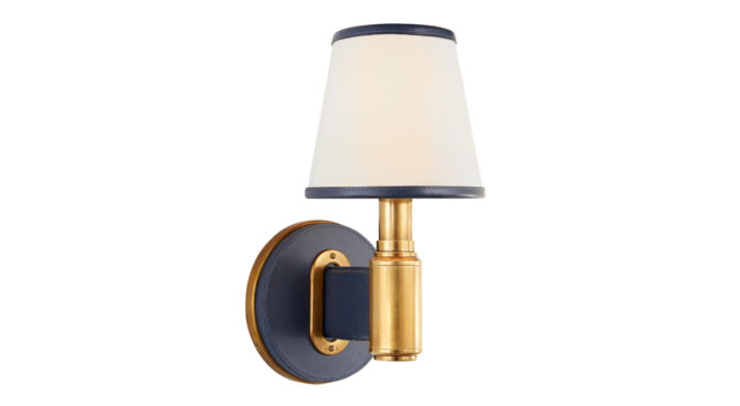 Riley Single Sconce – Brass And Navy Product Image