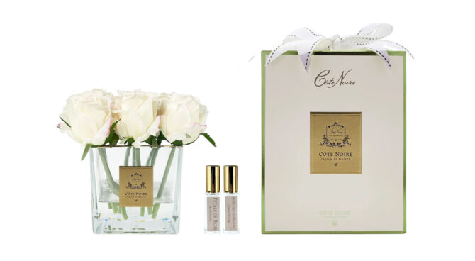 Cote Noire Couture 9 Roses – Blush in Clear Vase Product Image